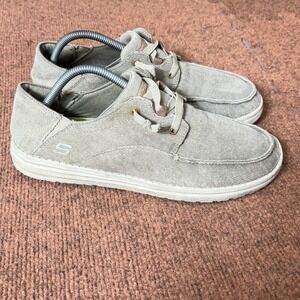 Skechers On-the-GO Flex Ashore Tan Canvas Boat Shoes Mens 9.5‎ 66384 Loafers